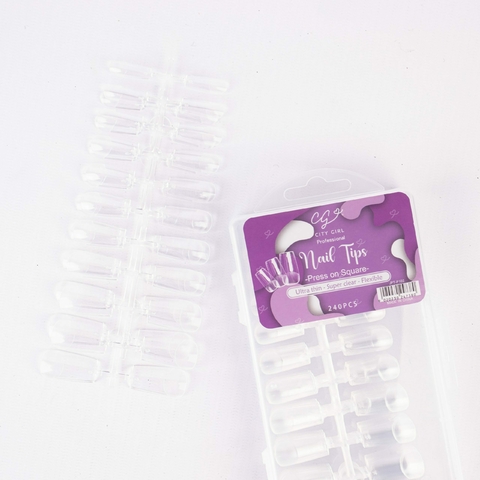 CITY GIRL-Tips soft gel 240pcs / Oval Square (pre limados) JPT-A728 (caja Lavanda)
