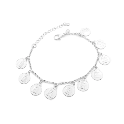 Pulseira Feminina Dez Mandamentos 16cm Design Devocional Banhada A Ródio - comprar online