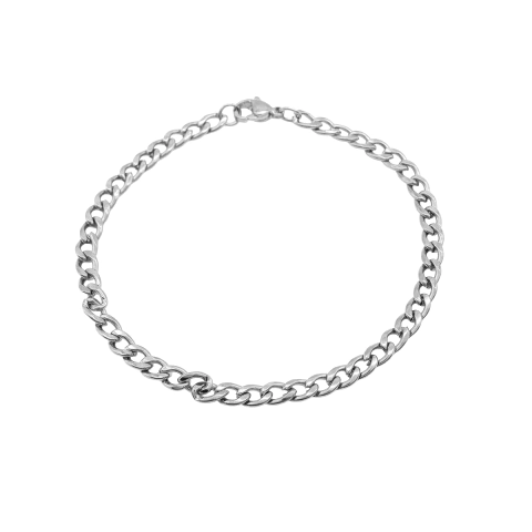 Pulseira Masculina  20 Cm  Elo  3×1  Aço  Inox  Prata - comprar online