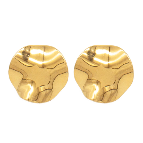 Brinco Feminino Texturizado Orgânico em Aço Inox Dourado 2,5cm