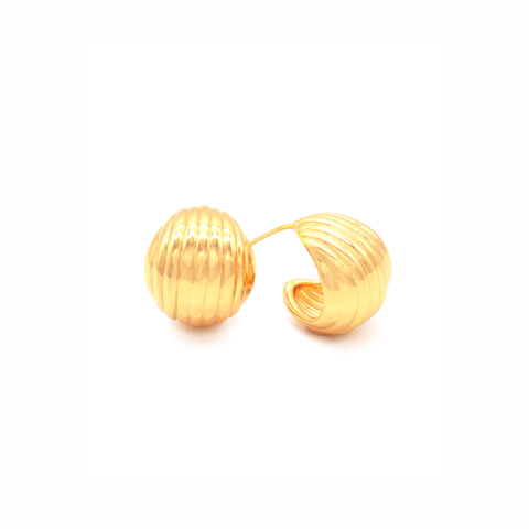 Brinco Feminino De Argola Texturizada Design Delicado Banhado A Ouro