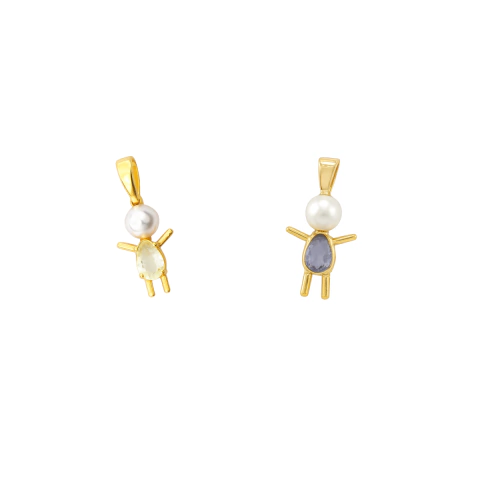 Pingente De Filho Com Zircônia E Detalhe Em Pérola Banhado A Ouro - comprar online