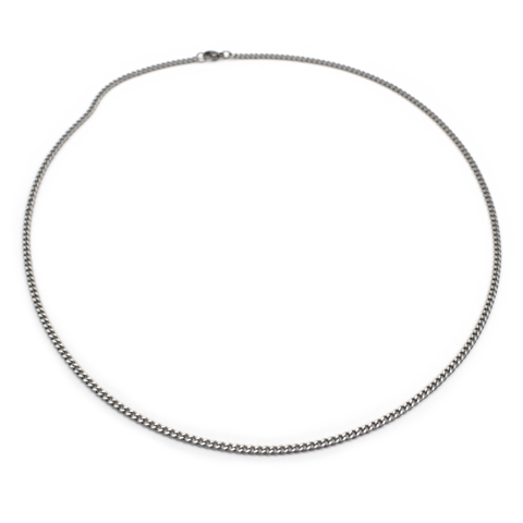 Corrente Masculina 60 Cm Elo Grumet Pequeno Aço Inox Prata