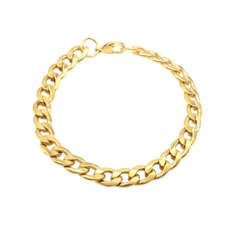 Pulseira Masculina 22 Cm Elo Grumet Aço Inox Dourado - comprar online