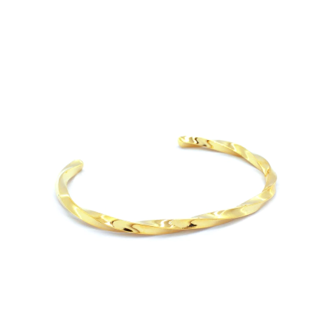 Bracelete Rígido Torcido Design Escultural Banhado A Ouro - comprar online