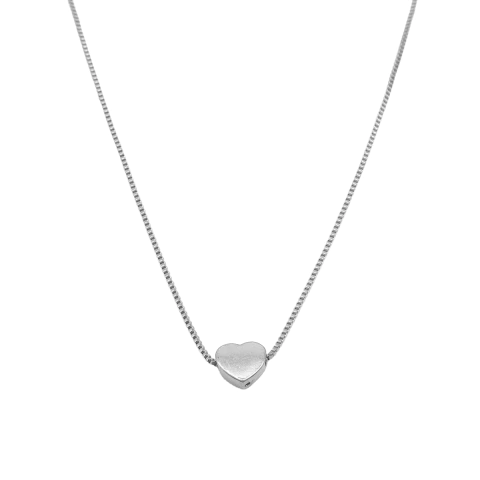 Choker Coração Liso Banhado a Ródio 32cm - comprar online
