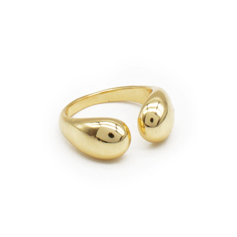 Anel Feminino Ajustável Duas Esferas Banhado a Ouro - comprar online