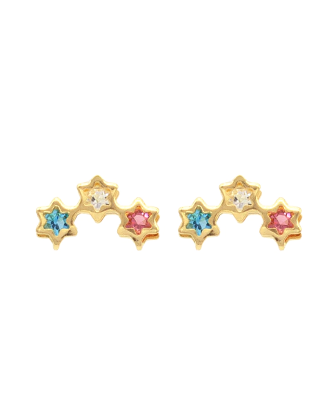 Brinco Mini Ear Cuff Estrelas Colors Banhado A Ouro E Ródio - comprar online