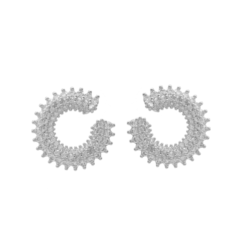 Brinco Feminino Argolinha com Micro Zircônias Cravejadas Banhado a Ródio