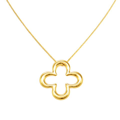 Colar Trevo Vazado 45 cm Banhado a Ouro - comprar online