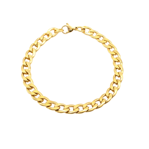 Pulseira Masculina  21 Cm  Elo  Grumet  Aço Inox  Dourado - comprar online