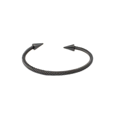 Bracelete Moderno Em Aço Inox Trançado Com Pontas PVD Preto - comprar online