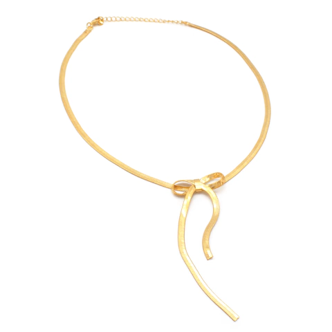 Choker De Fita Com Laço Central 35cm Design Elegante Banhado A Ouro - comprar online
