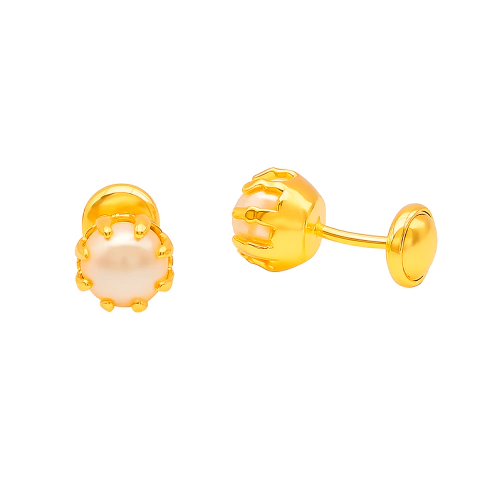 Brinco de Pérolas Maxi com Tarracha Baby banhado a ouro 5,4mm - comprar online