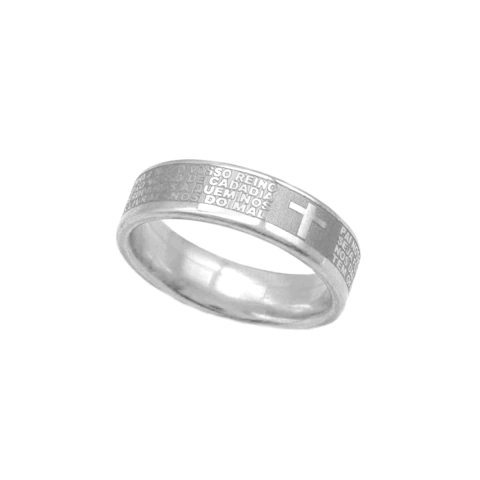 Anel Masculino De Aço Inox Com Pai Nosso Gravado Design Religioso E Moderno - comprar online