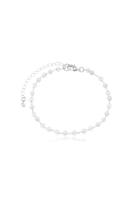 Pulseira De Pérolas Delicadas Banhada A Ródio 18cm