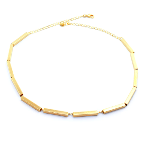 Choker Canutilhos Quadrados Design Moderno Banhado A Ouro - comprar online