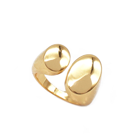 Anel Feminino Ajustável com Acabamento Espelhado em Banho de Ouro - comprar online