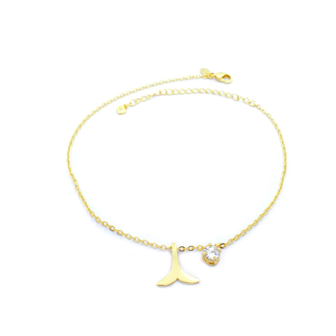 Tornozeleira Rabo de Sereia 23 cm Banhado a Ouro - comprar online