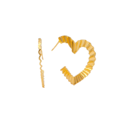 Brinco Coração Texturizado Design Romântico E Moderno Banhado A Ouro - comprar online