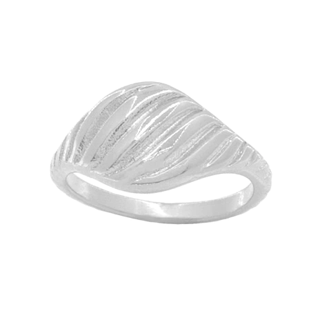 Anel Texturizado Com Listras Em Design Moderno Banhado A Ródio - comprar online