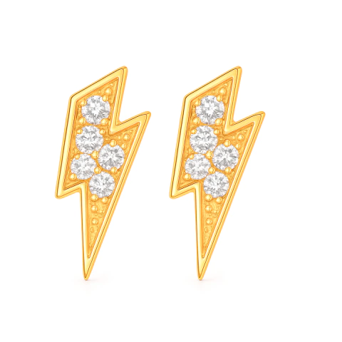 Brinco Raio Com Zircônias Banhado A Ouro 1,6mm - comprar online