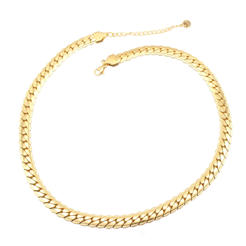 Choker De Elos Curvados Detalhada Em Aço Inox Com Revestimento PVD Dourado 45cm - comprar online