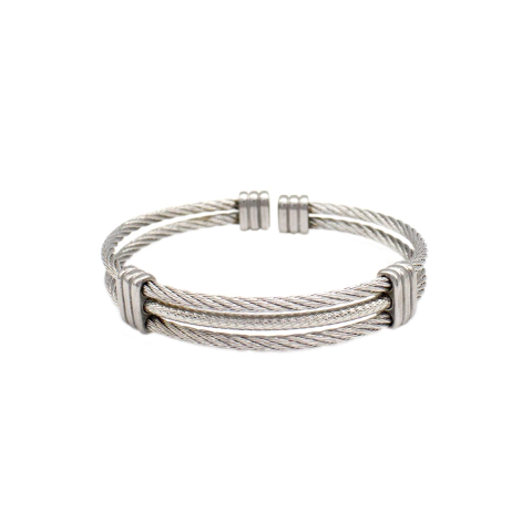 Bracelete Trançado Em Aço Inox Com Detalhes Prata - comprar online