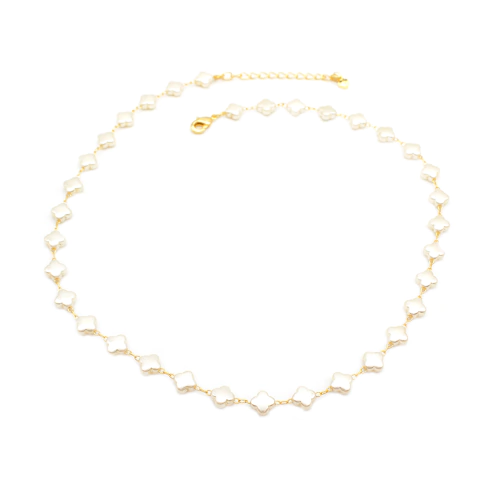Choker Feminino Trevo De Madrepérola Design Delicado E Atemporal Banhado A Ouro - comprar online