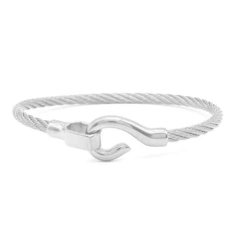 Bracelete Trançado Com Fecho Anzol Aço Inox Com Revestimento PVD Prateado - comprar online