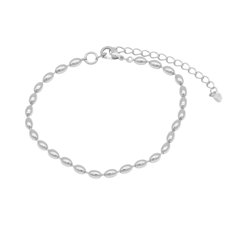Pulseira Feminina Elos Ovais 17 cm Banhada a Ródio - comprar online