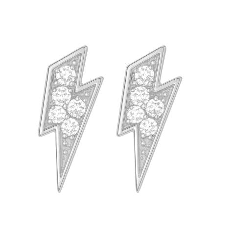 Brinco Raio Com Zircônias Banhado A Ródio 1,6mm - comprar online