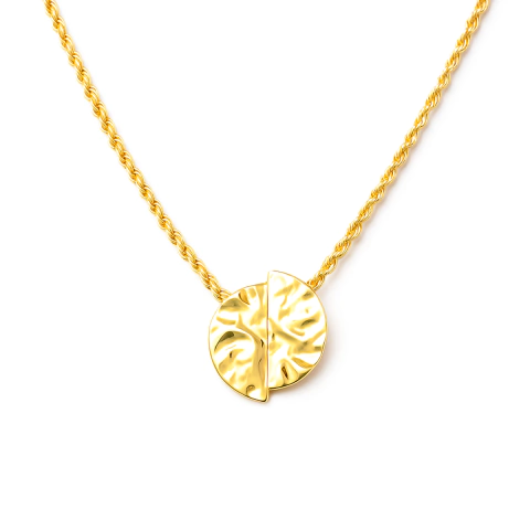 Choker Cordão Baiano com Chapa Martelada Banhado a Ouro e Ródio 40cm - comprar online