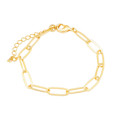 Pulseira Feminina Elos Retangulares 17 cm Banhada a Ouro - comprar online