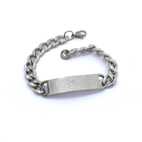 Pulseira Pai Nosso Em Aço Inoxidável Fé Estilo E Proteção Diária - comprar online