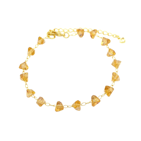 Pulseira Feminina Corações de Cristal Dourado Banhada a Ouro - comprar online