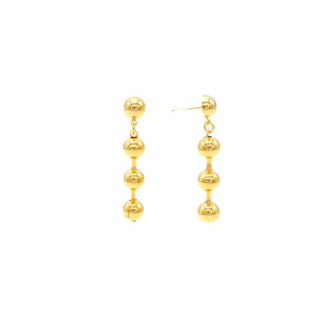 Brinco Feminino Com Bolinhas Penduradas Design Sofisticado Banhado A Ouro - comprar online