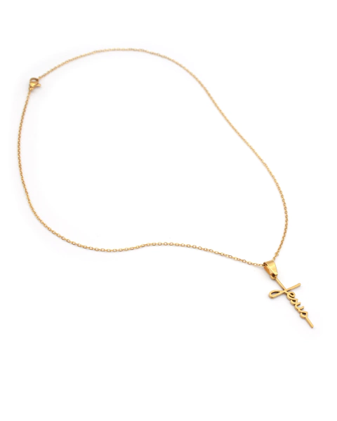 Corrente Elo Cadeado Jesus 50 cm em Aço Inox PVD Dourado - comprar online