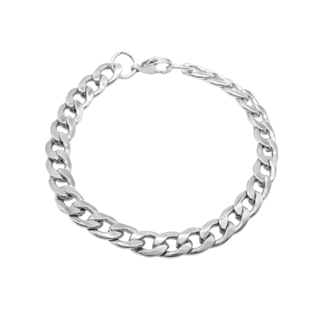 Pulseira Masculina 21 Cm Elo Fígaro Grossa Aço Inox Prata - comprar online