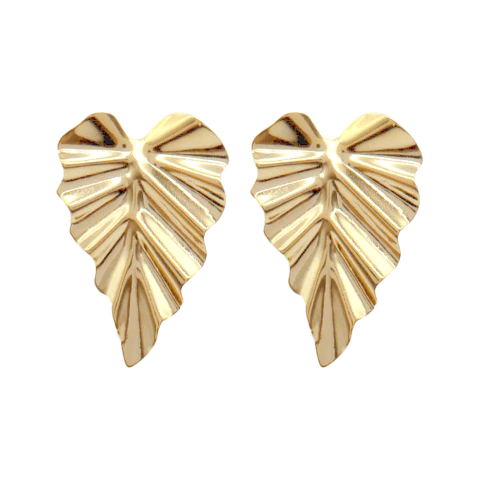 Brinco Folha Orgânica Luxo Banhado A Ouro E Ródio - comprar online