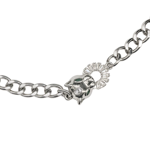 Corrente Leopardo Colorido 45 cm Banhado a Ródio - comprar online