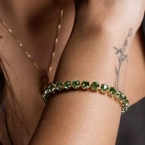 Pulseira Riviera Cravejada Em Zircônias Verdes Banhada A Ródio - comprar online