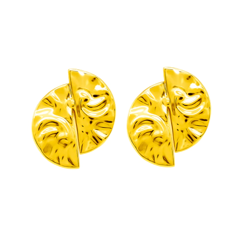 Brinco Meio Catavento Martelado Banhado a Ouro E Ródio 1,6X1,5cm - comprar online