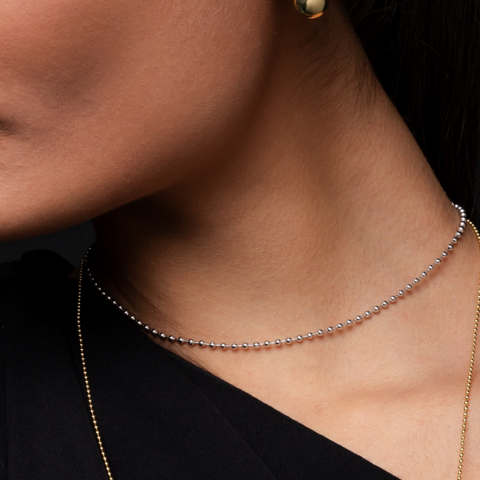 Choker Mini Elos De Bolinhas Moderno E Elegante Banhado A Ouro