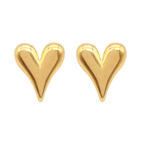 Brinco Coração Minimalista em Aço Inox Dourado 1,5cm - comprar online