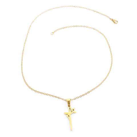 Corrente Fé 45 cm em Aço Inox PVD Dourado - comprar online