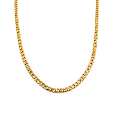 Corrente Masculina 60 Cm Elo Grumet Aço Inox Dourado