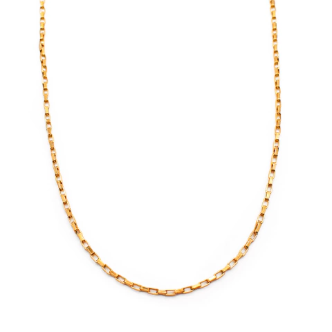 Corrente Masculina  Elo  Quadrado  Aço Inox  Dourado 58cm - comprar online