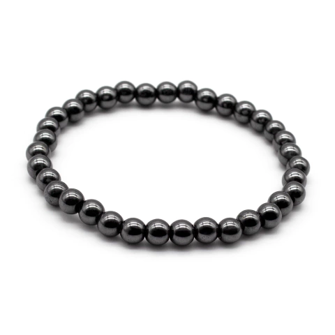 Pulseira De Hematita Com Esferas Pretas Estilo Moderno E Energia De Proteção - comprar online