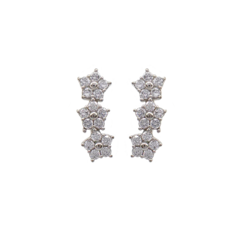 Brinco Ear Cuff De Estrelas Cravejado Com Zircônias Banhado A Ródio